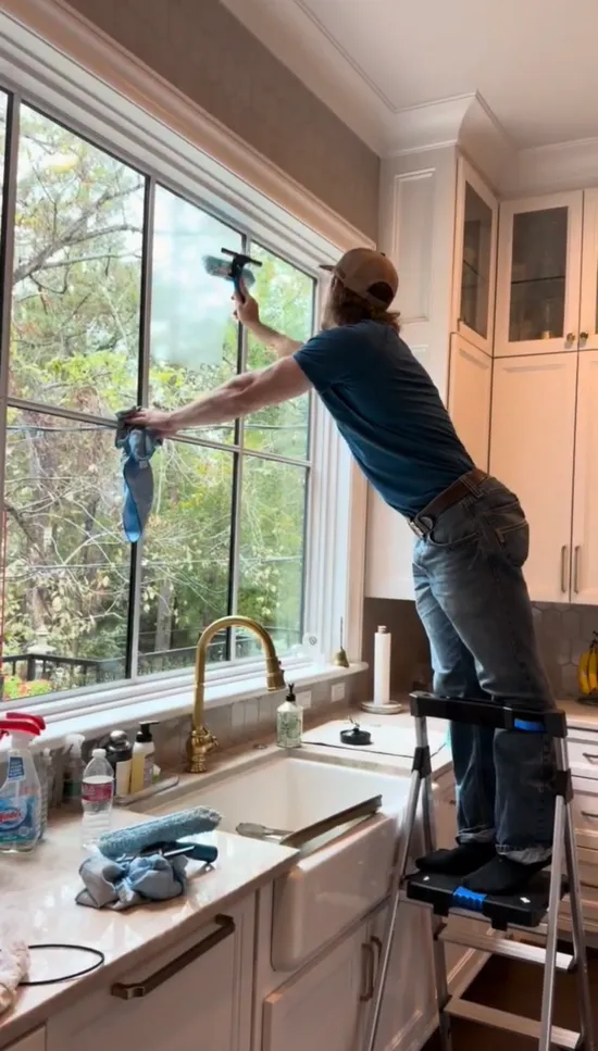 Bright Houston home after interior window cleaning