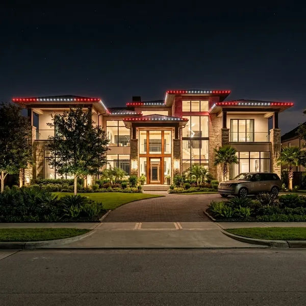 Upscale Home with Rockets Game Day Lighting