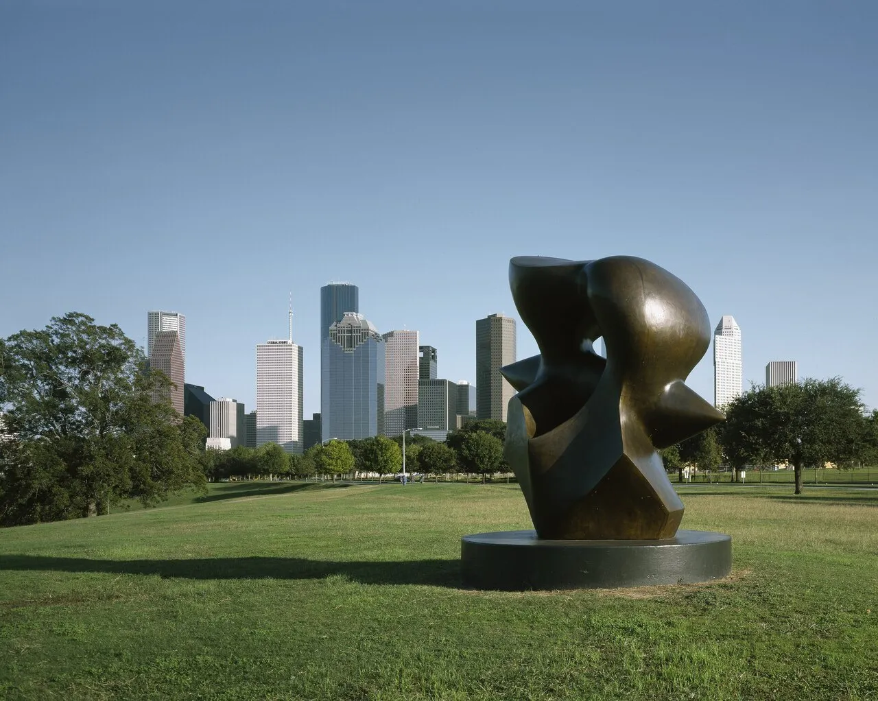 Buffalo Bayou Park with the Houston skyline