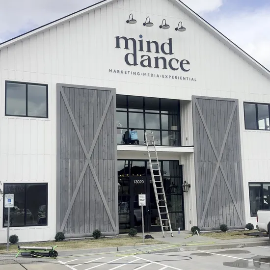 Gleam Clean commercial exterior cleaning at the Mind Dance building in Houston