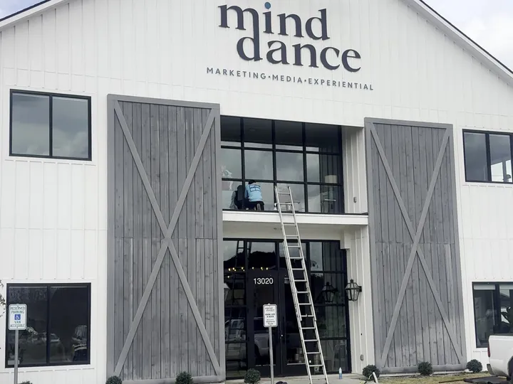 Gleam Clean commercial exterior cleaning at the Mind Dance building in Houston